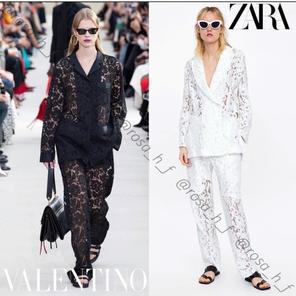 GORGEOUS NWT 2 Piece ZARA Lace Blazer & Pants Set - Picture 6 of 8